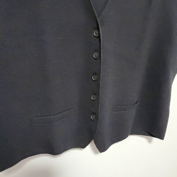 GAP CashSoft Sweater Vest Button Front V-Neck Textured Knit Black Women's Large - Picture 4 of 10